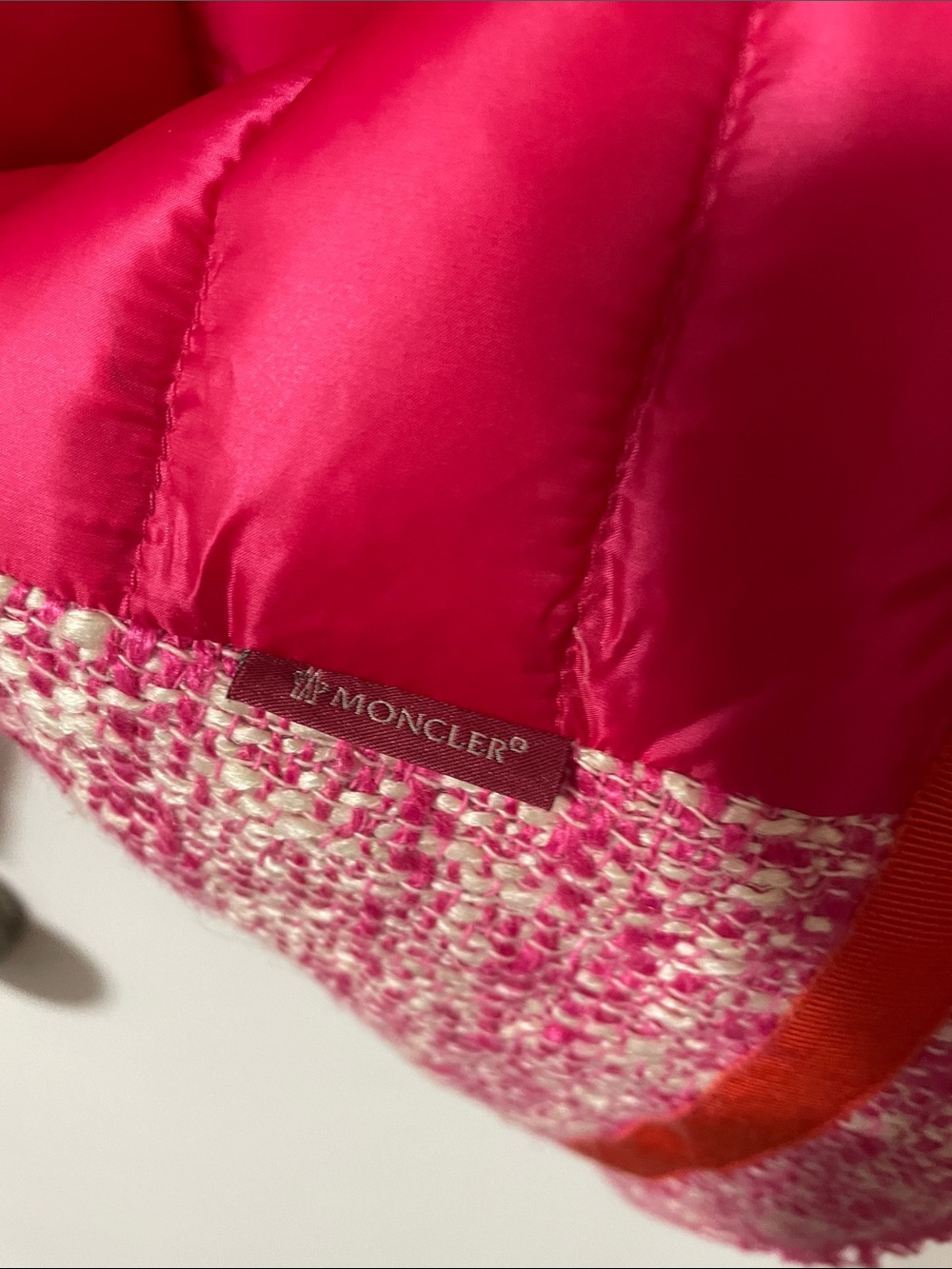 Authentic Moncler Prune Giubbotto Prune Jacket With Pink Tweed Size 3/Large - Picture 5 of 16